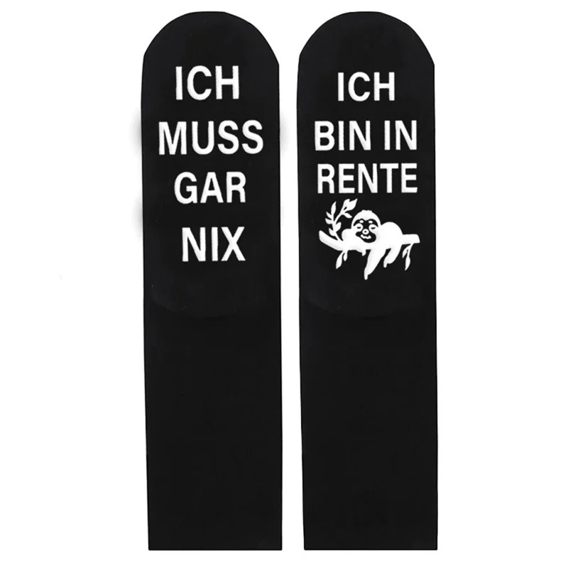 1 пара хлопковых носков с забавной немецкой надписью ICH BIN IN RENTE, смешной подарок на пенсию, гольфы — черные