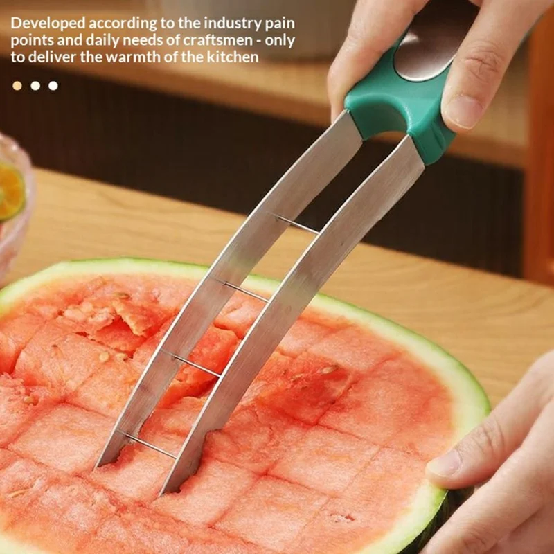 304 RVS Watermeloen Snijder Multifunctionele Fruitblokjes Snijder Keukengerei (FCM Getest, BPA Vrij) - Groen