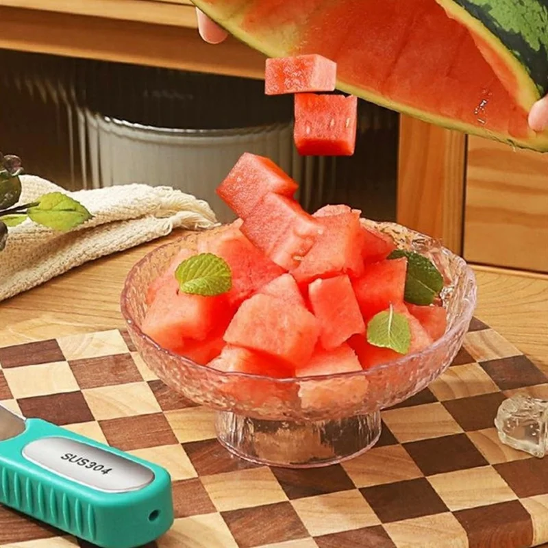 304 RVS Watermeloen Snijder Multifunctionele Fruitblokjes Snijder Keukengerei (FCM Getest, BPA Vrij) - Groen