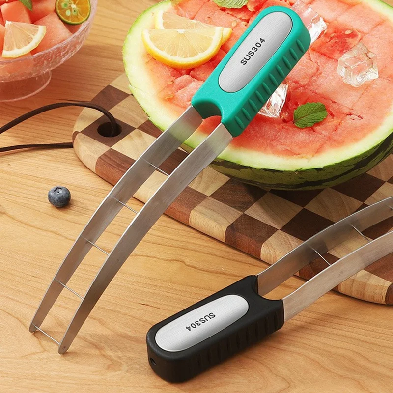 304 RVS Watermeloen Snijder Multifunctionele Fruitblokjes Snijder Keukengerei (FCM Getest, BPA Vrij) - Groen