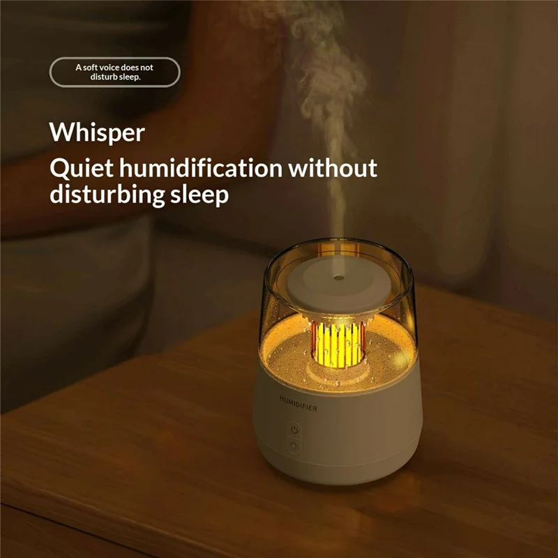 DP-160 مرطب بتأثير قطرات المطر المحاكاة 320 مل، ناشر زيوت عطرية مع إضاءة LED مكونة من 7 ألوان، قابس أوروبي - أبيض