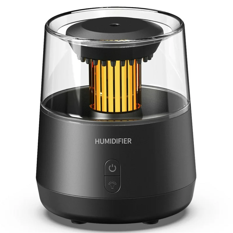 DP-160 Simuleret Regndråbeeffekt Luftfugter 320 ml Æterisk Oliedisperger med 7-farvet LED-belysning, EU-stik - Sort