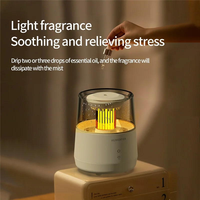 DP-160 Simuleret Regndråbeeffekt Luftfugter 320 ml Æterisk Oliedisperger med 7-farvet LED-belysning, EU-stik - Sort