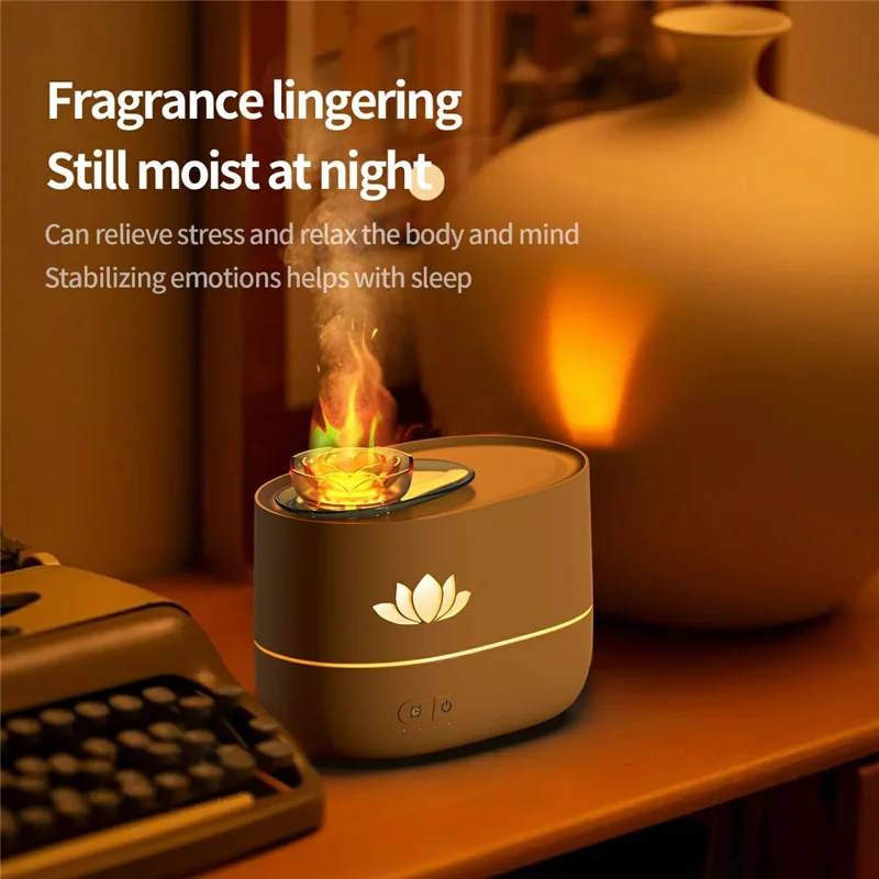 DP-161 Snow Lotus Design Aromatherapy Diffuser 350ml Ultrasonic Humidifier with 7-Color LED Night Light - Black