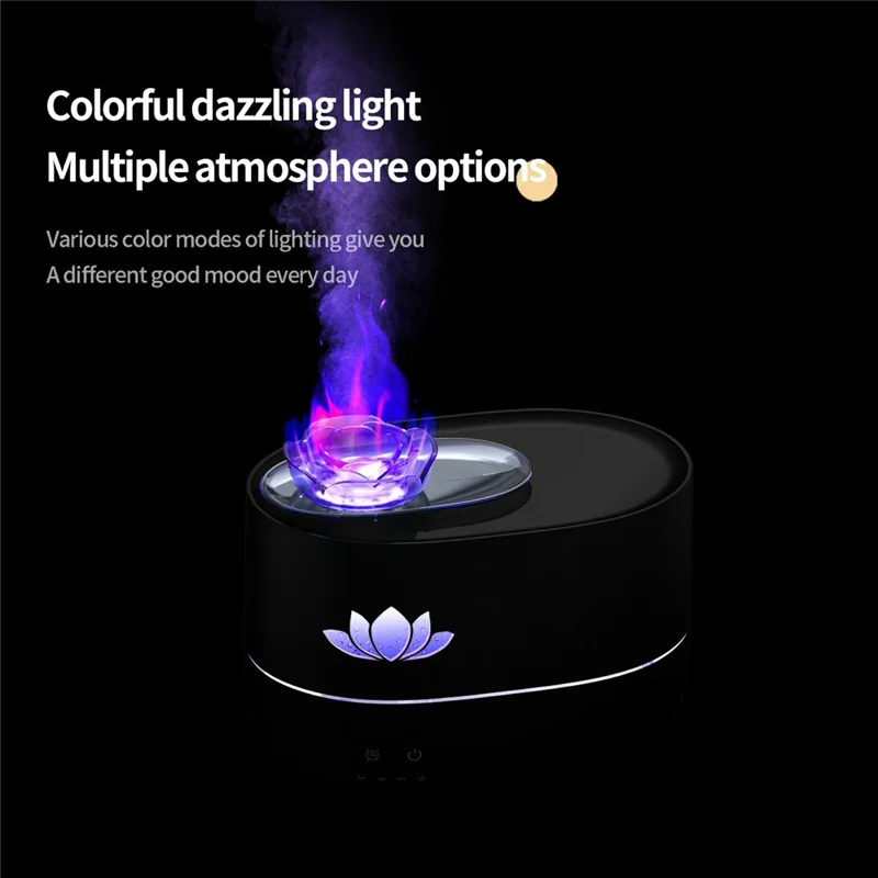 DP-161 Snow Lotus Design Aromatherapy Diffuser 350ml Ultrasonic Humidifier with 7-Color LED Night Light - Black
