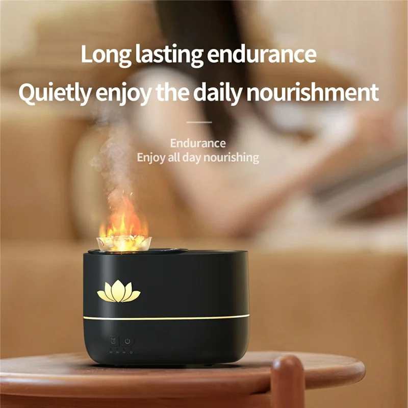 DP-161 Snow Lotus Design Aromatherapy Diffuser 350ml Ultrasonic Humidifier with 7-Color LED Night Light - Black