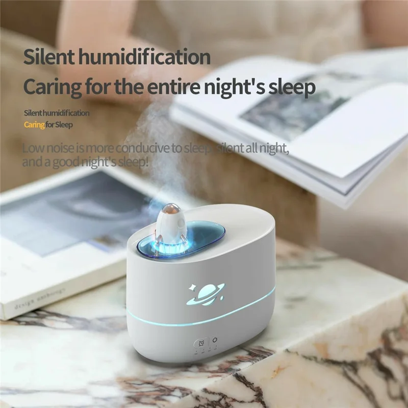 DP-162 Rocket Design Humidifier 350ml Aromatherapy Diffuser with Colorful LED Night Light for Bedroom Office - Black