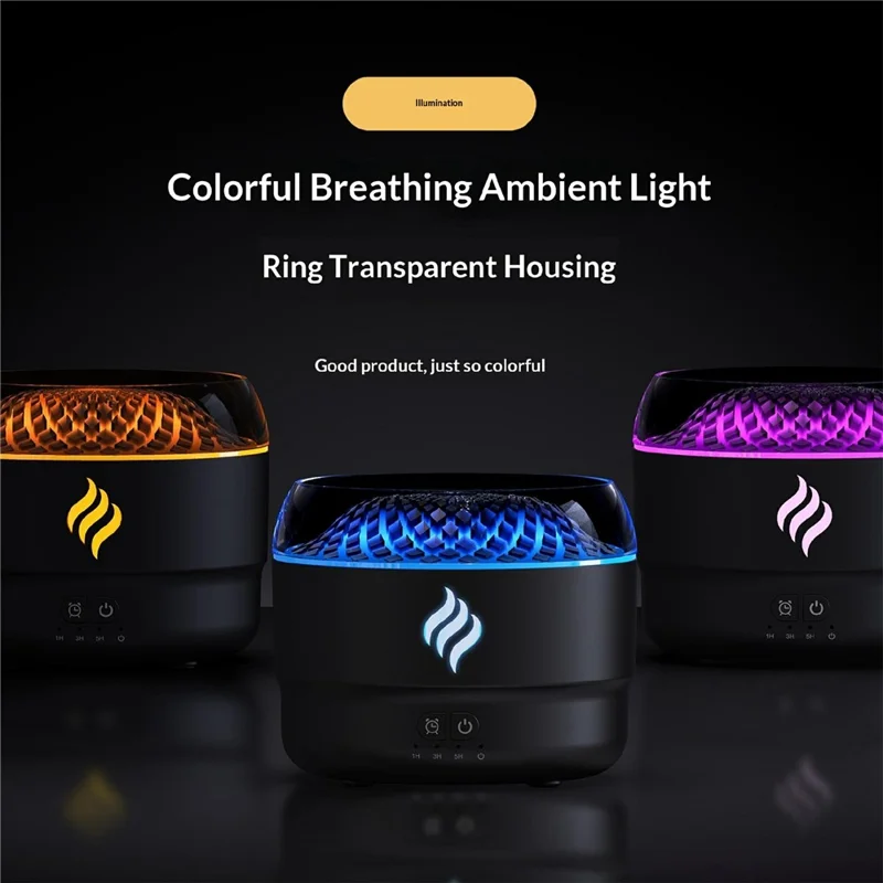 DP-167A 280ml Ultrasonic Humidifier with 7-Color LED Lights Essential Oil Diffuser for Home Office - Black
