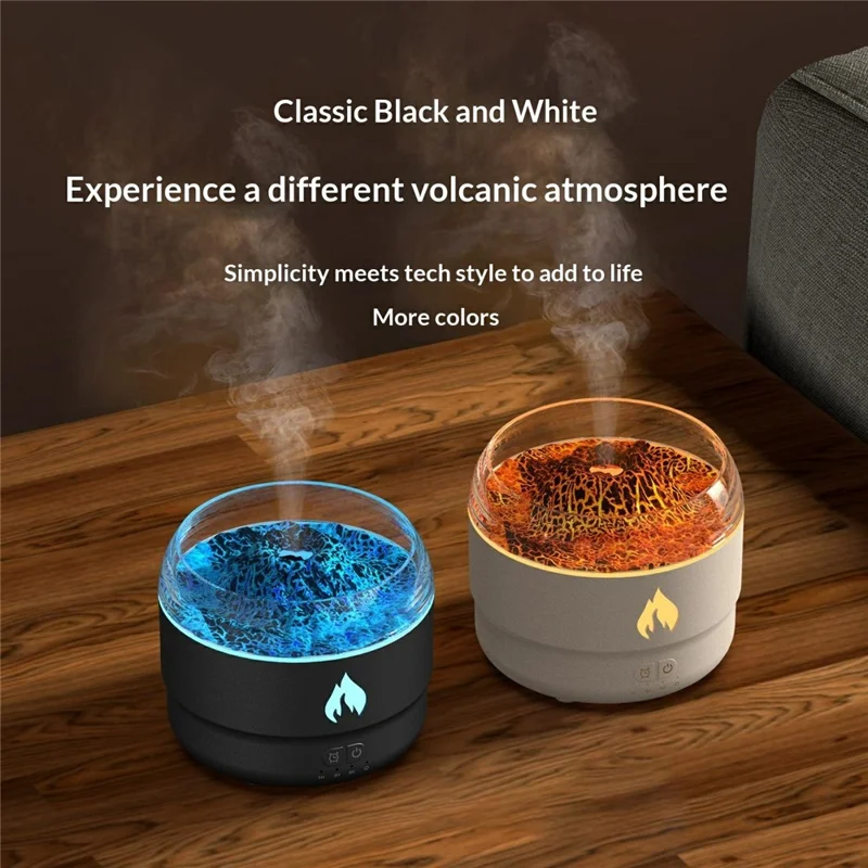DP-167C 280ml Volcano Lava Humidifier 7-Color LED Lighting Ultrasonic Aroma Diffuser with Timer - Black