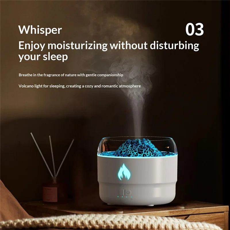 DP-167C 280ml Volcano Lava Humidifier 7-Color LED Lighting Ultrasonic Aroma Diffuser with Timer - Black