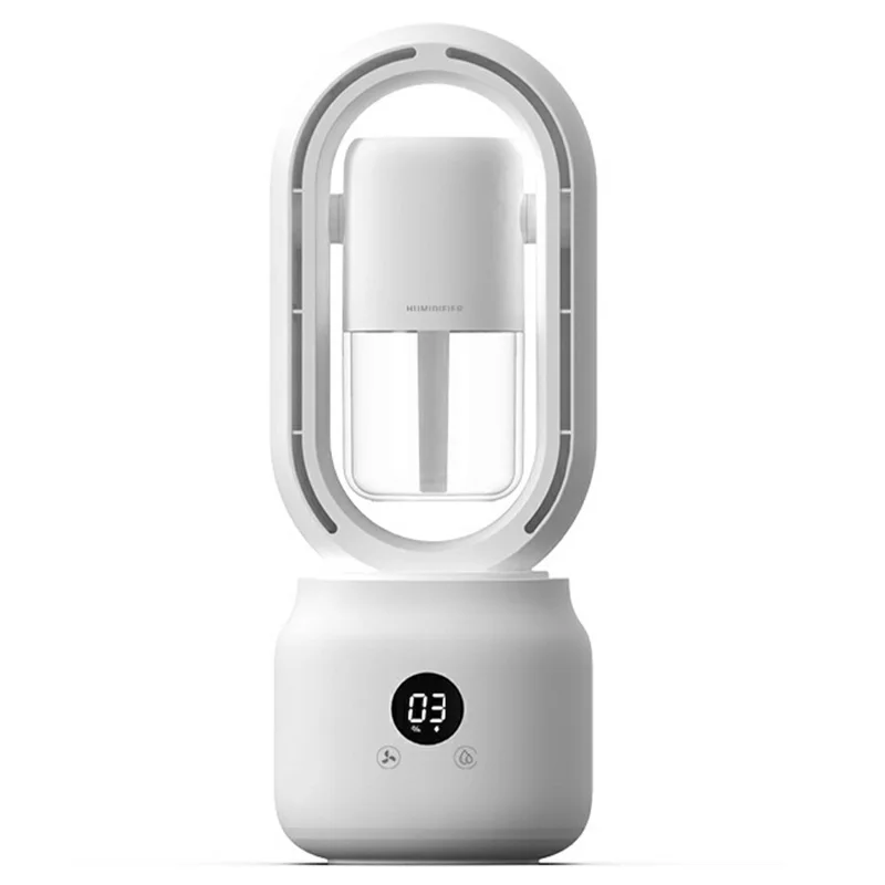 DP-872 Bladeless Humidifying Fan Smart Display OLED Cooling Humidifier Type-C Rechargeable Cooling Mist Fan for Desktop Bedroom