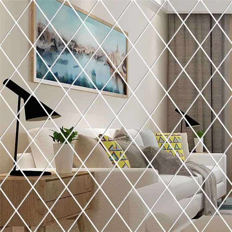 H01200 4x100cm Self-Adhesive Mirror Mosaic Glass Mini Square Tiles DIY Crafts Wall Sticker (Each Square: 5mm) - Silver