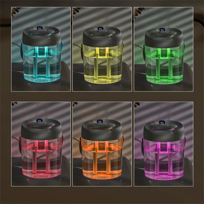 DP-A15 2000ml Air Humidifier Digital Display Dual Spray Nozzle 7 Color LED Light USB Power Mist Humidifier Diffuser for Home Car