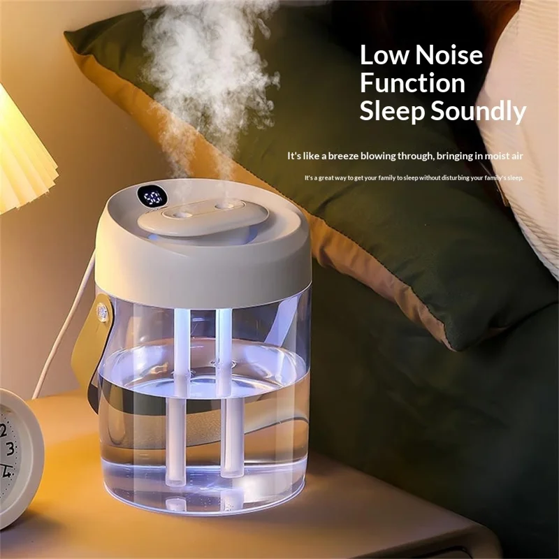 DP-A15 2000ml Air Humidifier Digital Display Dual Spray Nozzle 7 Color LED Light USB Power Mist Humidifier Diffuser for Home Car