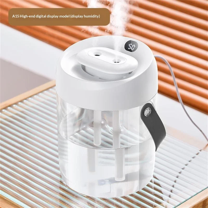 DP-A15 2000ml Air Humidifier Digital Display Dual Spray Nozzle 7 Color LED Light USB Power Mist Humidifier Diffuser for Home Car