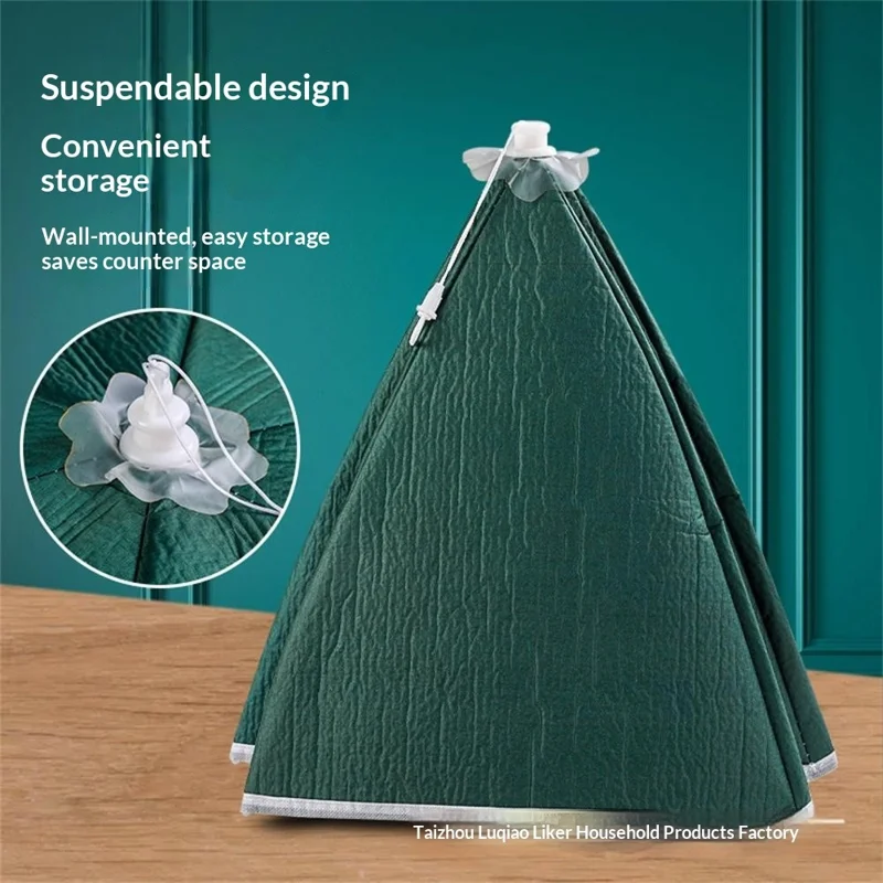 80cm Thickened Aluminum Foil Food Cover Foldable Insulated Umbrella Dome for Kitchen Table - Blackish Green