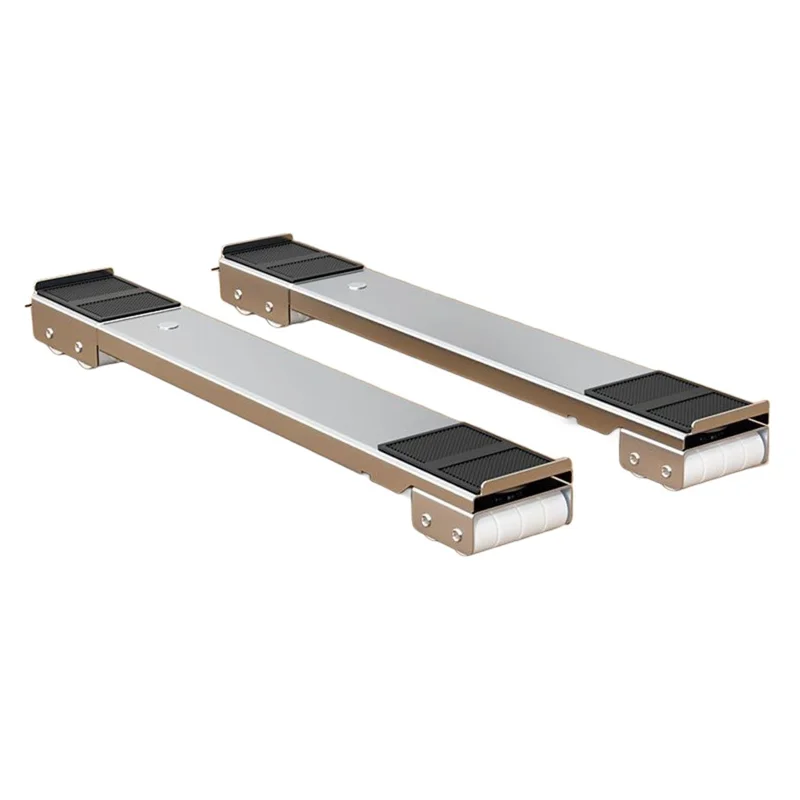 2 Unidades de Base Ajustable para Refrigerador y Lavadora con 24 Ruedas, Soporte Móvil con Freno, Rodillo Extensible, Gris / Plata