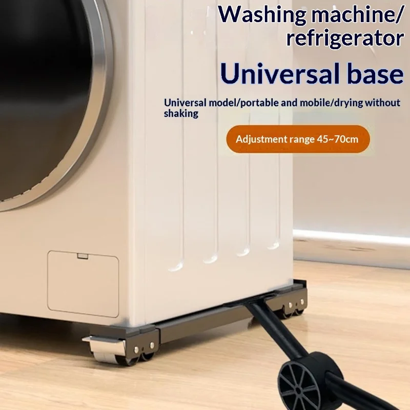 2 Unidades de Base Ajustable para Refrigerador y Lavadora con 24 Ruedas, Soporte Móvil con Freno, Rodillo Extensible, Gris / Plata
