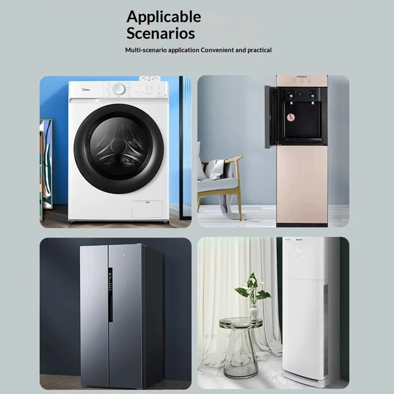 2 Unidades de Base Ajustable para Refrigerador y Lavadora con 24 Ruedas, Soporte Móvil con Freno, Rodillo Extensible, Gris / Plata