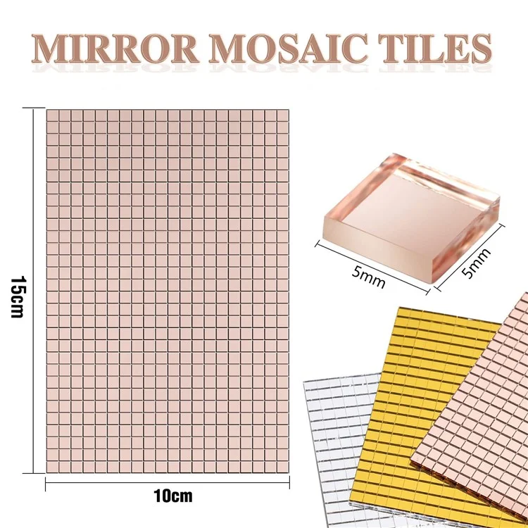 H01200 4x30cm Mirror Mosaic Glass Mini Square Tiles Self-Adhesive Wall Sticker DIY Crafts (Each Square: 5mm) - Silver