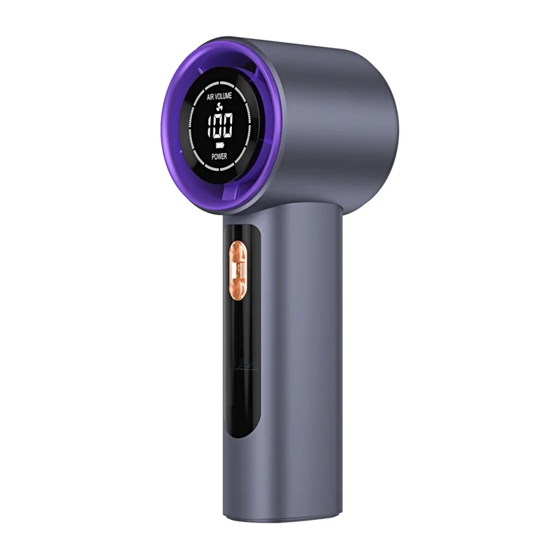 LED Display Handheld Fan 3000mAh Type-C Charging 100 Speed Levels High Speed Portable Mini Fan for Summer Cooling - Grey