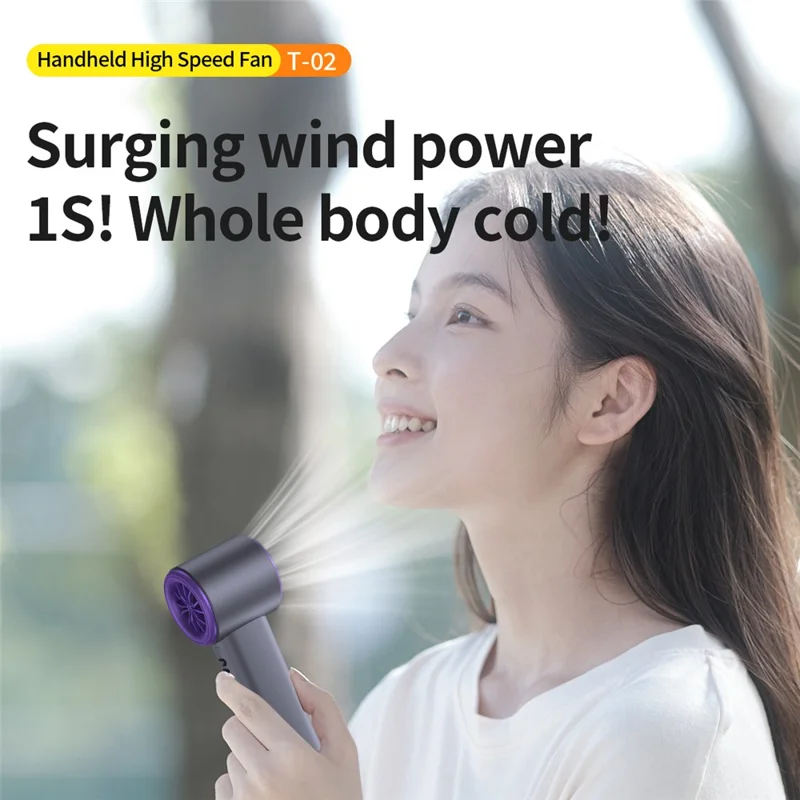 LED Display Handheld Fan 3000mAh Type-C Charging 100 Speed Levels High Speed Portable Mini Fan for Summer Cooling - Grey