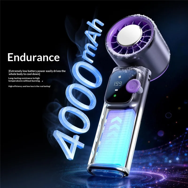 JF166 199-Speed Folding Handheld Neck Fan 4000mAh Semiconductor TEC Cooling Foldable Fan for Outdoor Travel - Grey