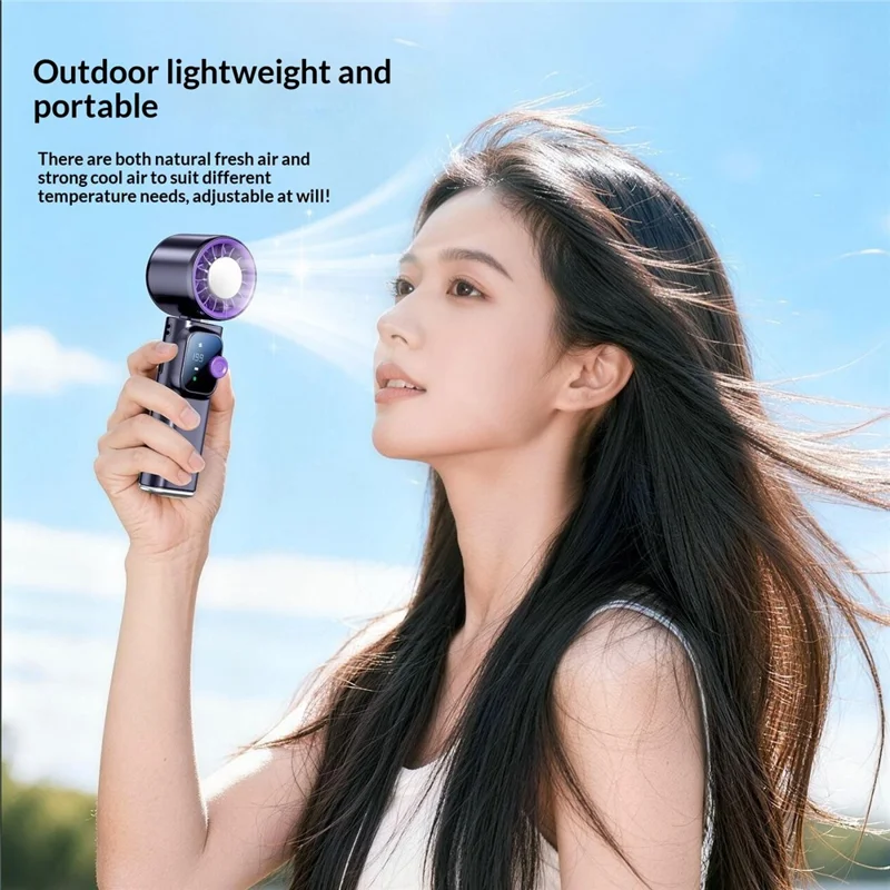 JF166 199-Speed Folding Handheld Neck Fan 4000mAh Semiconductor TEC Cooling Foldable Fan for Outdoor Travel - Grey