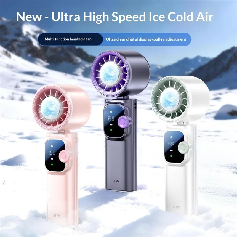 JF166 199-Speed Folding Handheld Neck Fan 4000mAh Semiconductor TEC Cooling Foldable Fan for Outdoor Travel - Grey
