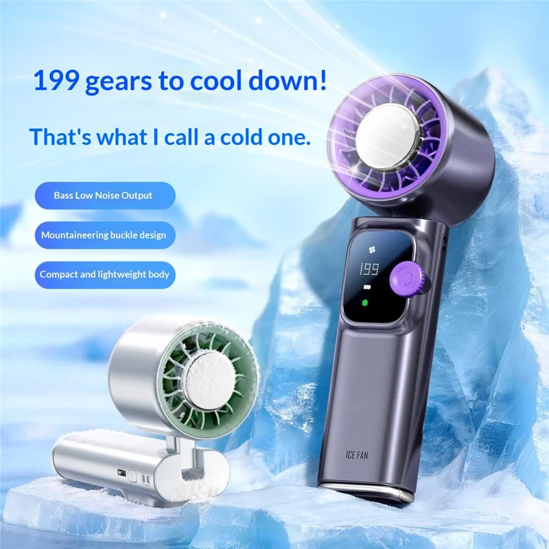 JF166 199-Speed Folding Handheld Neck Fan 4000mAh Semiconductor TEC Cooling Foldable Fan for Outdoor Travel - Grey
