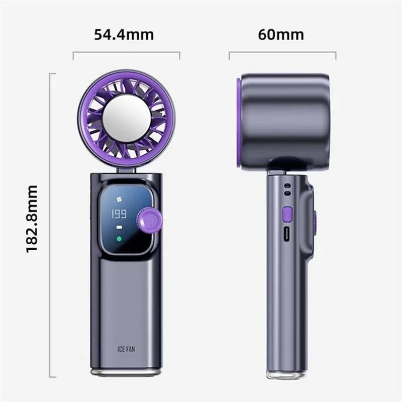 JF166 199-Speed Folding Handheld Neck Fan 4000mAh Semiconductor TEC Cooling Foldable Fan for Outdoor Travel - Grey