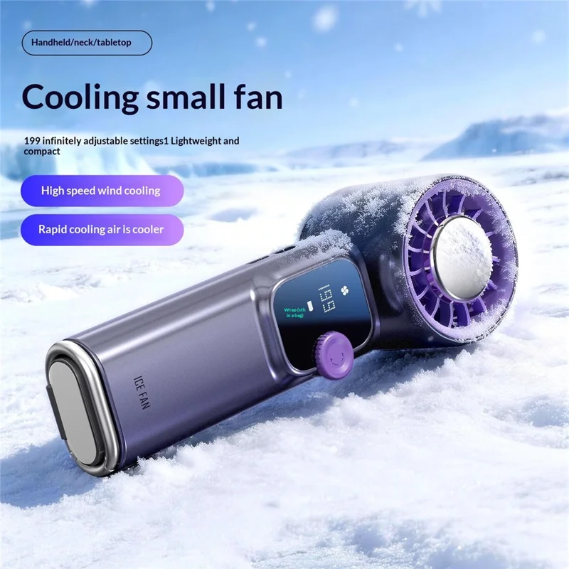 JF166 199-Speed Folding Handheld Neck Fan 4000mAh Semiconductor TEC Cooling Foldable Fan for Outdoor Travel - Grey