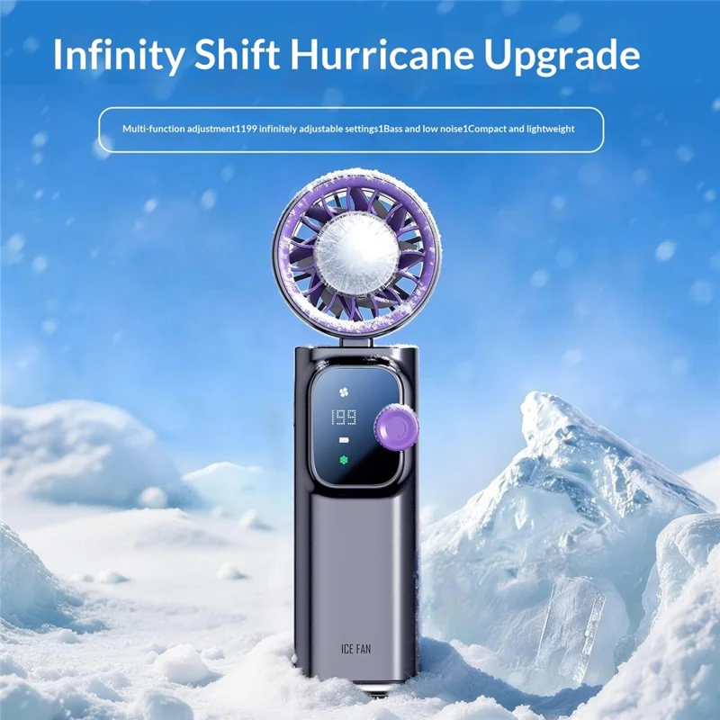 JF166 199-Speed Folding Handheld Neck Fan 4000mAh Semiconductor TEC Cooling Foldable Fan for Outdoor Travel - Grey