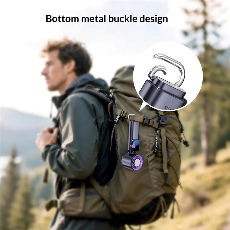 JF166 199-Speed Folding Handheld Neck Fan 4000mAh Semiconductor TEC Cooling Foldable Fan for Outdoor Travel - Grey