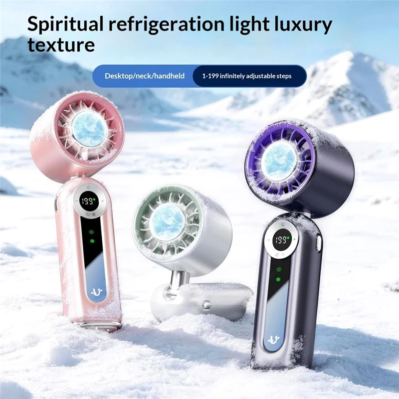 Ventaglio portatile JF163 con 199 velocità, 4000mAh, raffreddamento a semiconduttore, luce LED, ventaglio pieghevole per uso all'aperto e da tavolo - Bianco