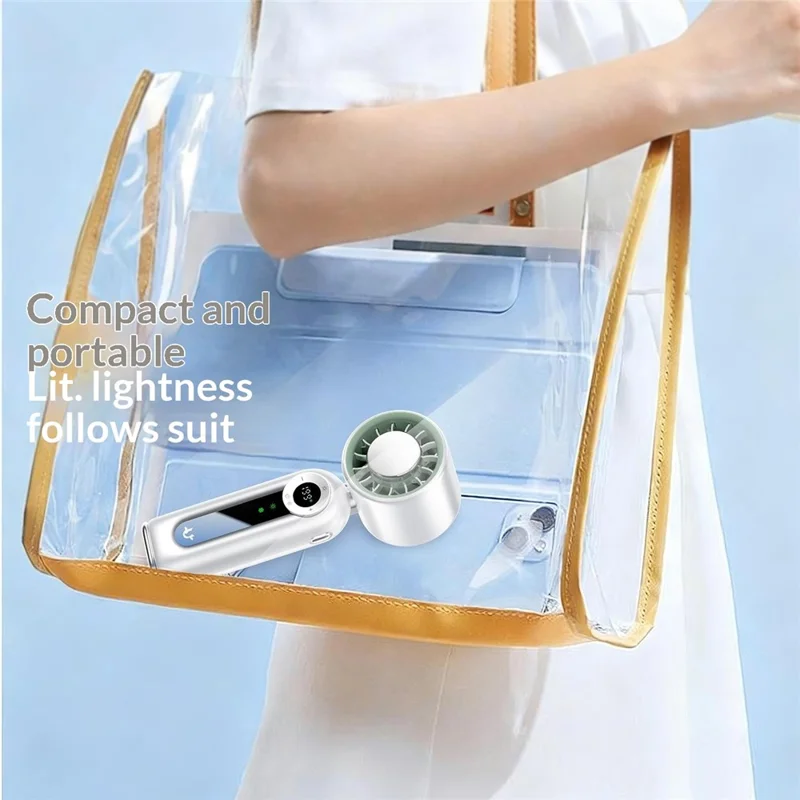 Ventaglio portatile JF163 con 199 velocità, 4000mAh, raffreddamento a semiconduttore, luce LED, ventaglio pieghevole per uso all'aperto e da tavolo - Bianco