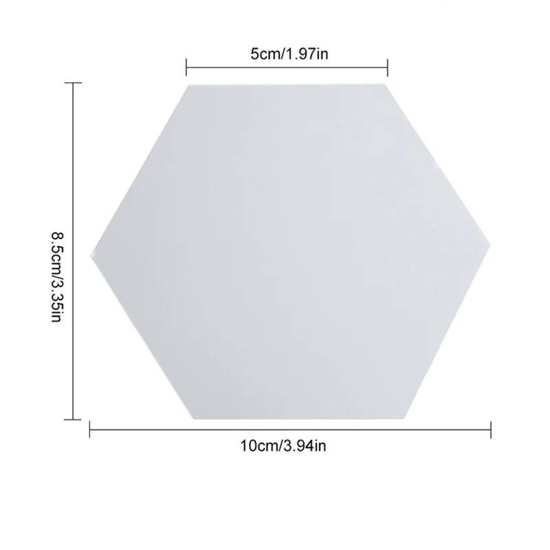 H01209 12Pcs 10 x 8.5 x 5cm Hexagon Mirror Wall Stickers Acrylic Mirror Set Wall Sticker Decal for Home Decor - Silver