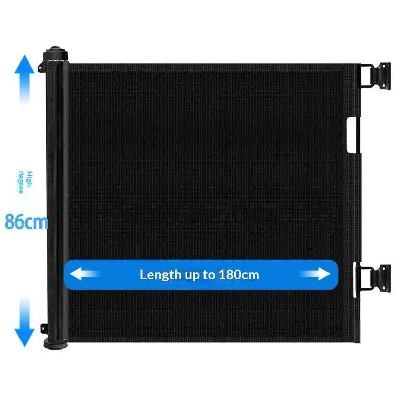 1.8m Retractable Baby Safety Gate Pet Barrier Gate Stretchable Door Guard Stair Protection - Black