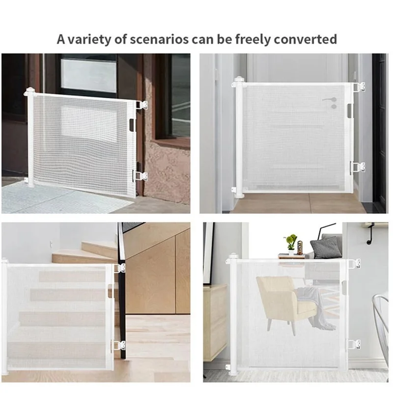 1.8m Retractable Baby Safety Gate Pet Barrier Gate Stretchable Door Guard Stair Protection - Black