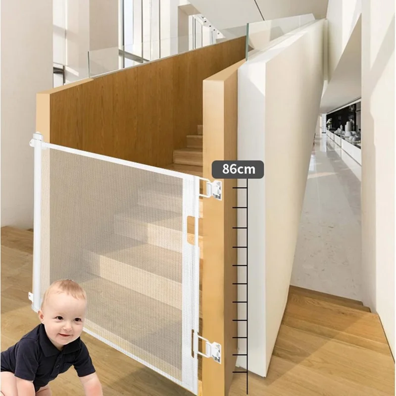 3 meter intrekbare babyveiligheidshek huisdierbarrière uitbreidbare deurwacht trapbeveiliging - Wit