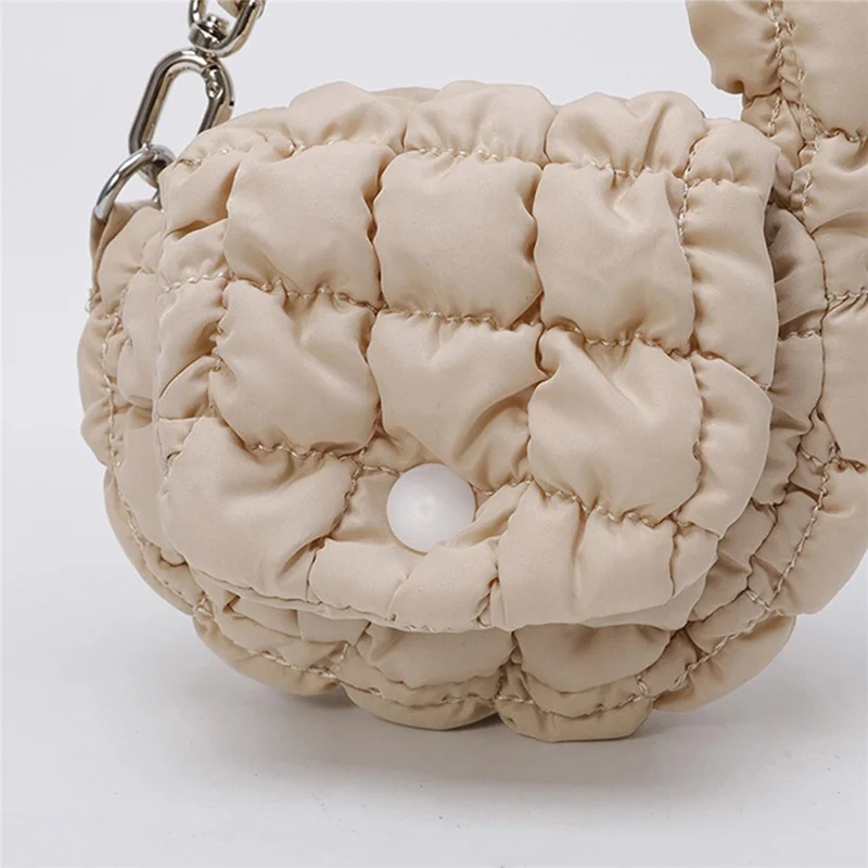 Mini Cloud Bag Quilted Puffer Handbag Coin Cards Practical Small Pouch - Khaki