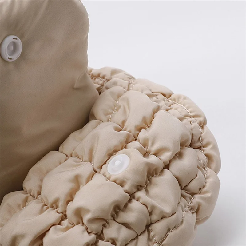 Mini Cloud Bag Quilted Puffer Handbag Coin Cards Practical Small Pouch - Khaki