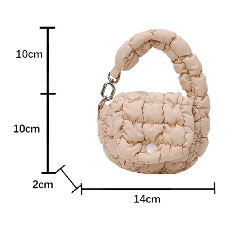 Mini Cloud Bag Quilted Puffer Handbag Coin Cards Practical Small Pouch - Khaki
