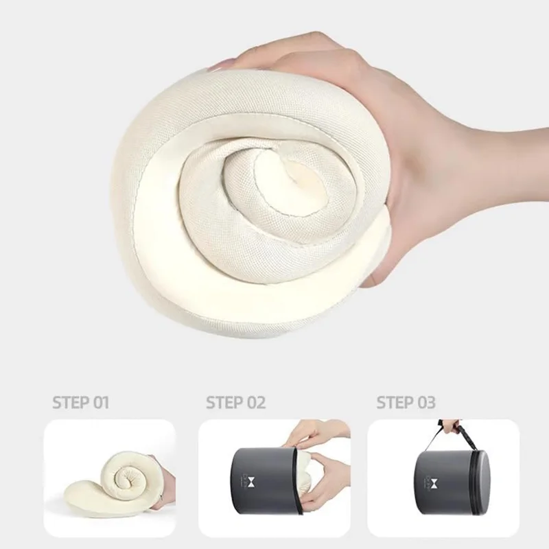Almohada de Espuma Viscoelástica de 20x20x13 cm Tamaño Estándar en Forma de U, Almohada de Soporte Cervical Portátil con Bolsa de Almacenamiento para Avión y Oficina - Blanco
