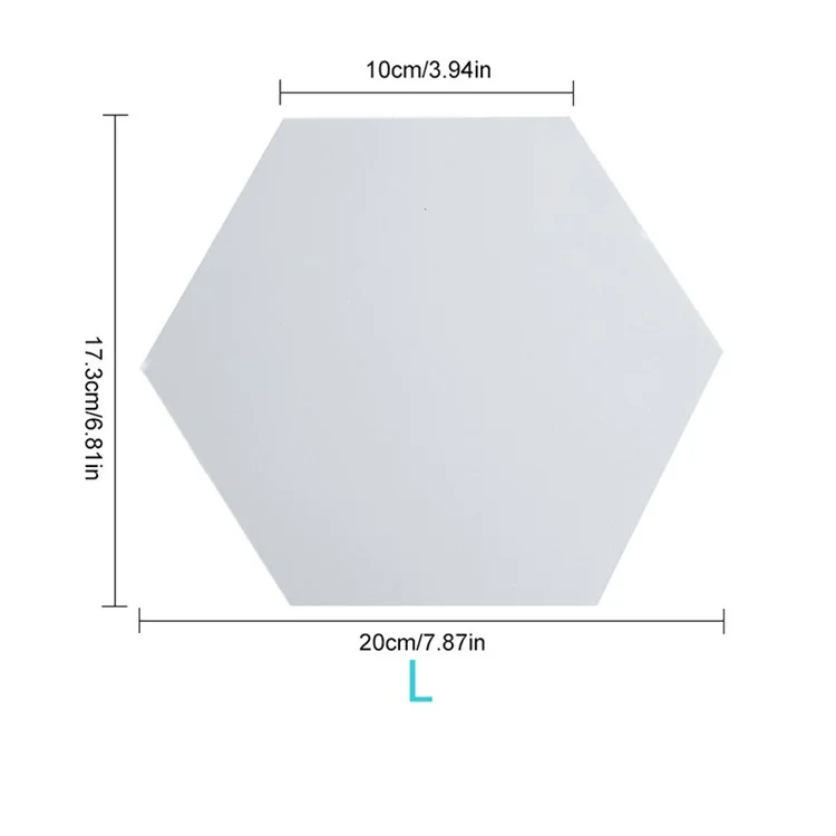 H01209 12Stück 20 x 17,3 x 10cm Hexagon Spiegel Wandaufkleber für Wohnzimmer, Schlafzimmer Acryl Spiegel Set Wandaufkleber - Silber