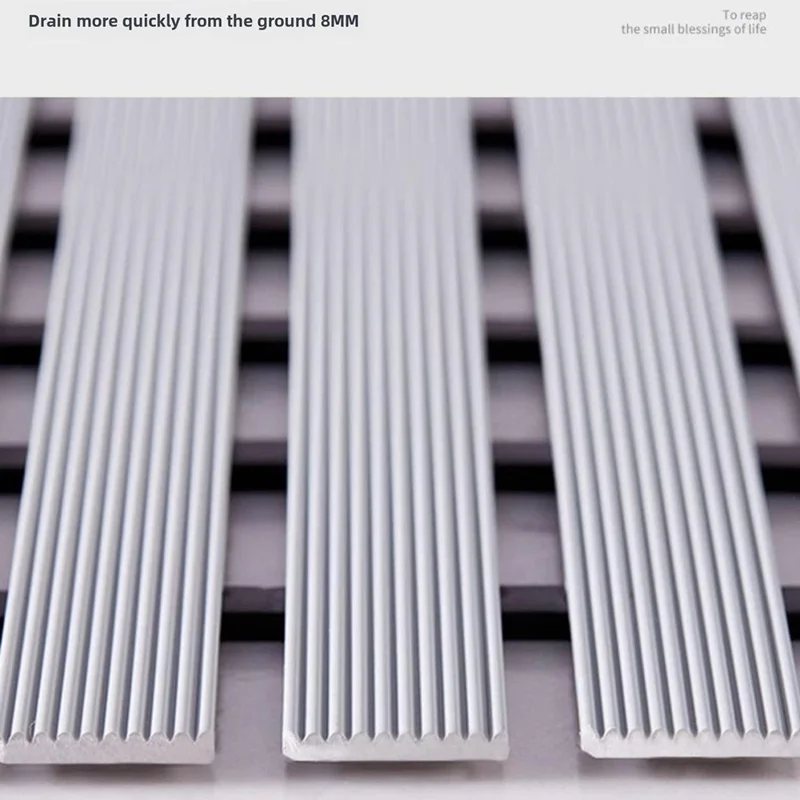 61x43cm Bathroom Shower Mat TPE Waterproof Anti-Slip Drain Floor Mat for Shower Room - White