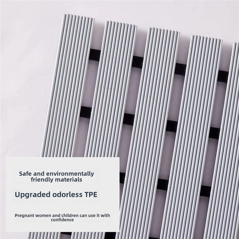61x90cm Bathroom Shower Mat TPE Waterproof Anti-Slip Drain Floor Mat for Shower Room - Grey