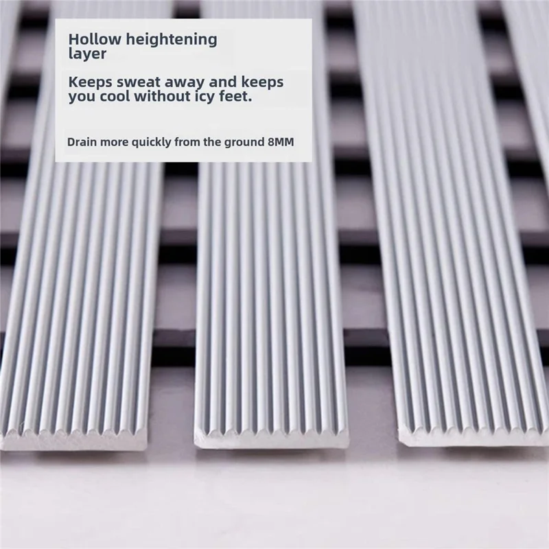 61x90cm Bathroom Shower Mat TPE Waterproof Anti-Slip Drain Floor Mat for Shower Room - Grey