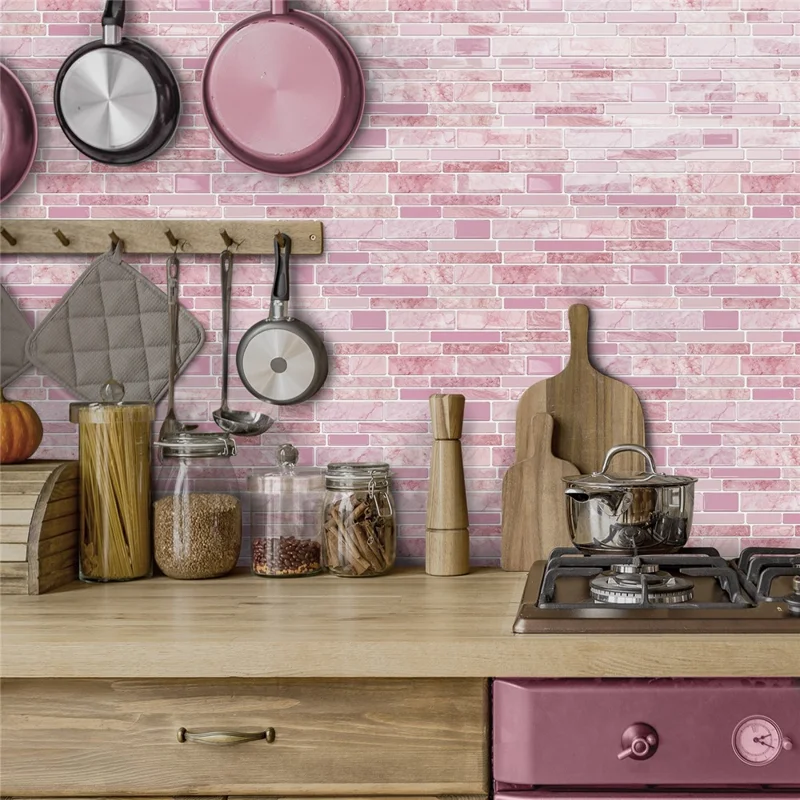 24Pcs 24.6x12x0.12cm 3D Peel and Stick Wall Tiles Self-Adhesive Waterproof Wall Decals Stickers for Kitchen Bathroom - D-HTP02