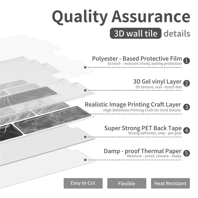 24Pcs 24.6x12x0.12cm 3D Peel and Stick Wall Tiles Self-Adhesive Waterproof Wall Decals Stickers for Kitchen Bathroom - D-HTP02